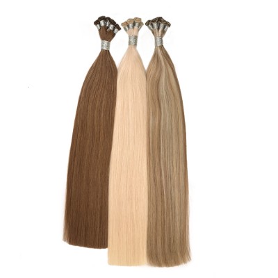 Cuticle Aligned One Donor Russian Human Hair Highlight Ombre Baylayage Wavy Hand Tied Weft Hair Extension