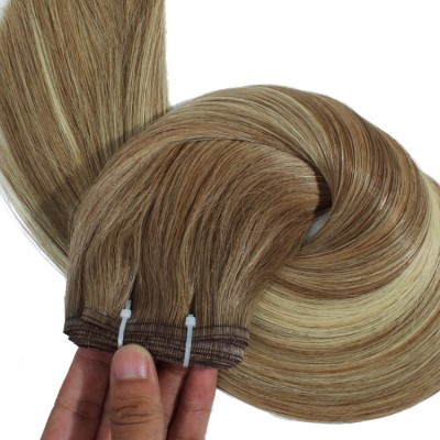 Malaysian Piano Color Virgin Raw Unprocessed Double Drawn Human Hair Flat Weft