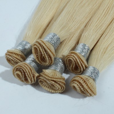 One donor unprocessed european human hair customize handtied weft hair extensions