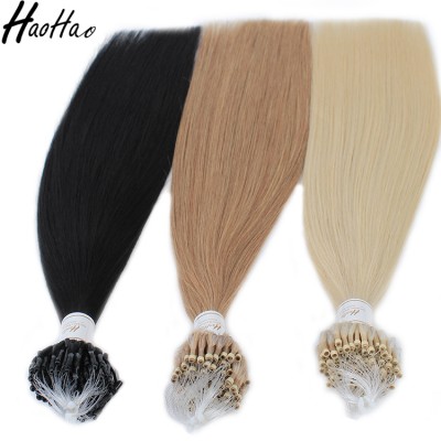 Unprocessed remy human Micro ring Chinese hand tied weft virgin micro beads weft hair extensions