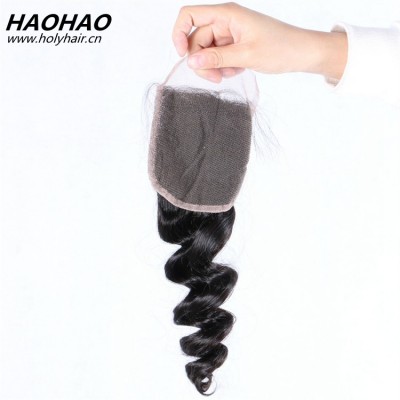 6x6 closure Wholesale factory price natural color unprocessed loose wave cheap 3 brazilian silk lace closure 6x6