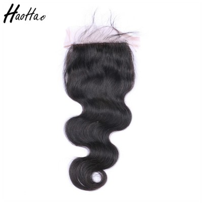 high density natural color bodywave virgin brazilian 4*4 lace closure for sale