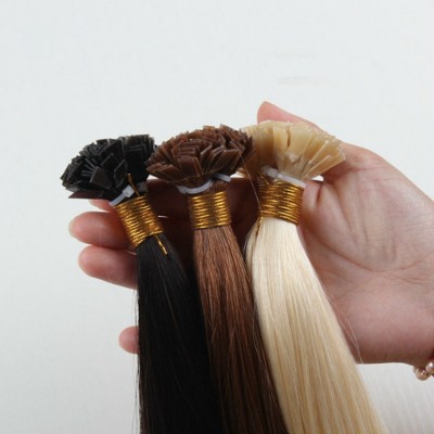 Popular in UK ! Full Cuticles Thick Bottom Double Drawn 100% Russian Hair Extension Flat Tip Hair