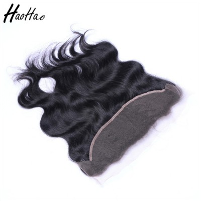 free shipping Natural color body wave raw indian 10"-22" swiss lace human hair lace frontal piece