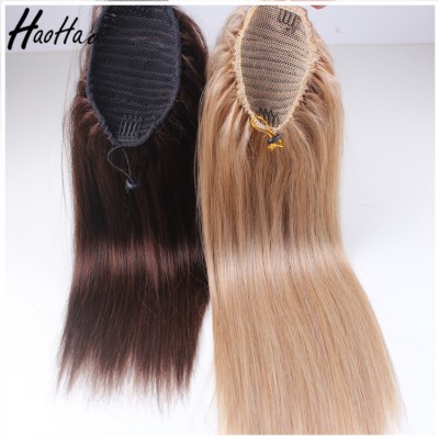 Hot Selling Unprocessed No Tangle No Shedding 100% Virgin Indian Drawstring Claw Clip Human Hair Ponytail Extension