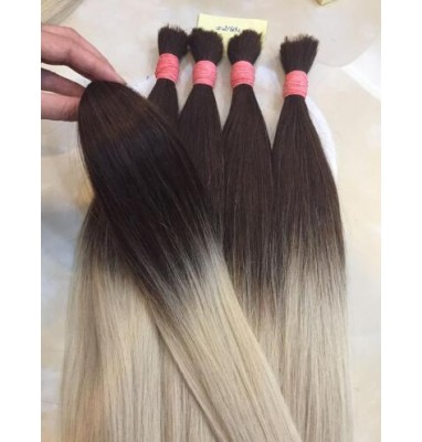 Wholesale 100% human unprocessed Silky straight Brazilian bulk no weft ombre braiding hair