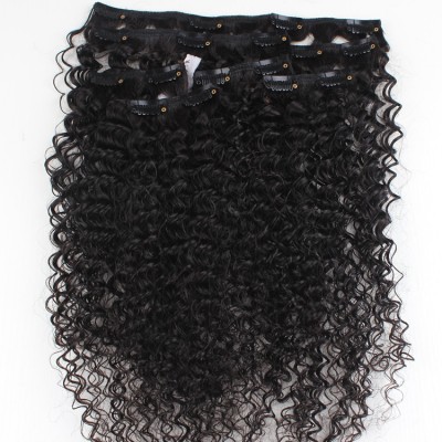 New Fashion Texture 100% unprocessed mongolian afro kinky curly clip in hair extensions