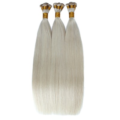 cuticle aligned virgin white blonde hand tied weft hair extension