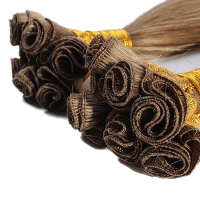 Hand tied factory price remy unprocessed #613 European hand tied weft hair extension