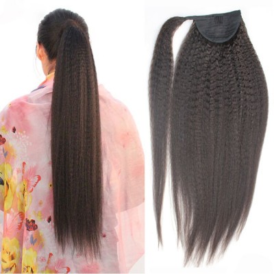 Kinky Straight Human Hair Ponytail Virgin BrazilianYaki Straight Wrap Around Ponytails